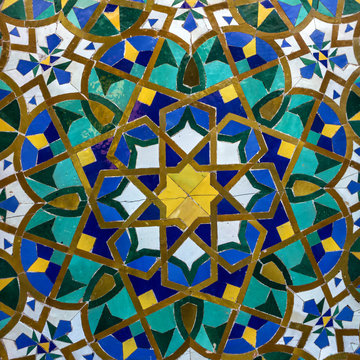 Moroccan mosaic tile, ceramic decoration of Hassan II Mosque