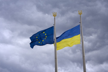 Flag of the EU and Ukraine