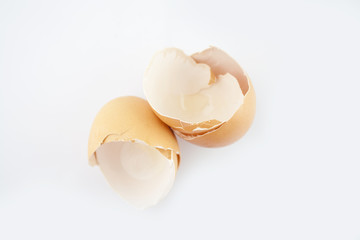 couple eggshells isolated on white background