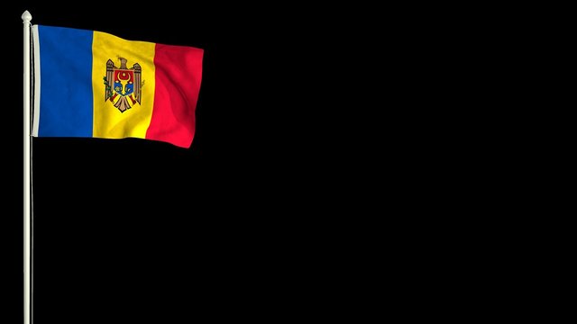 Moldovan flag waving in the wind with PNG alpha channel for easy project implementation.