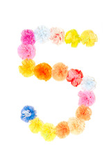 “5” Number alphabet flowers made from paper craftwork