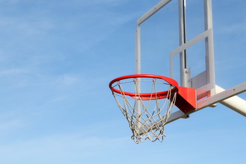 basketball hoop transparent on blue sky background