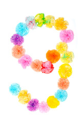 “9” Number alphabet flowers made from paper craftwork