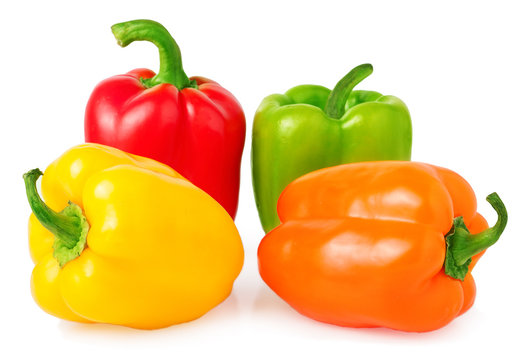 multicolored paprica bell pepper on white background