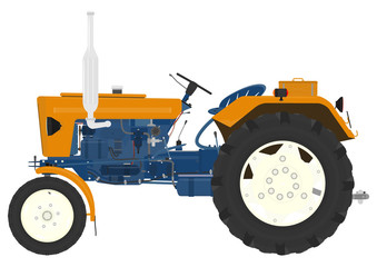 Cartoon vintage tractor on a white background. Vector