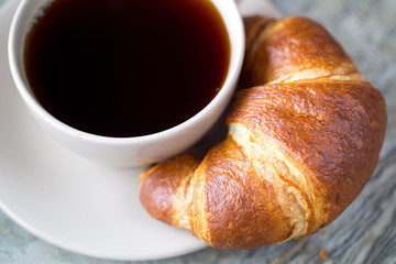 fresh croissants with jam for breakfast