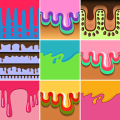 Colored seamless pattern drips set