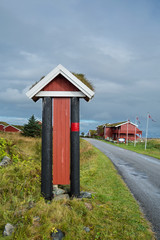 old information board in the territory of Hustadvika Guesthouse. Norway