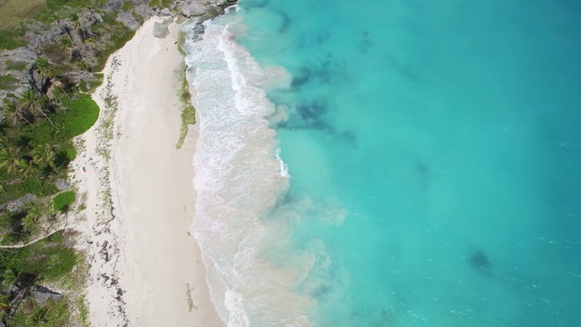 Aerial Fly Over turquoise Beach 4K