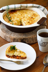 casserole with minced meat and mashed potatoes