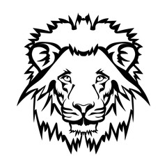 Vector illustration of lion face black and white tattoo