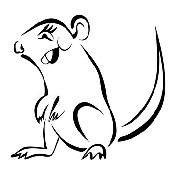 Sketch Cartoon rodent isolated on white background. Vector illus