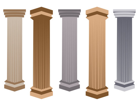 Column. Doric, Roman style. Set of columns. Vector illustration.