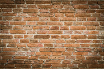 old Background of red brick wall texture,grunge background and blocks road sidewalk abandoned exterior urban background for your concept or project