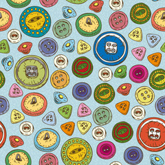 Seamless Pattern with Multicolored Buttons