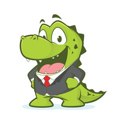 Crocodile or alligator wearing suit