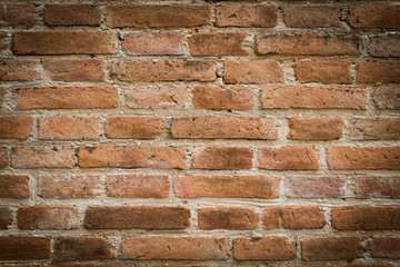 old Background of red brick wall texture,grunge background and blocks road sidewalk abandoned exterior urban background for your concept or project