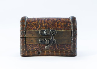 Old casket on a white background