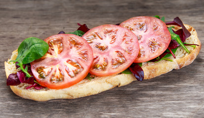 Vegetarian ciabatta, sandwich with vegetables 