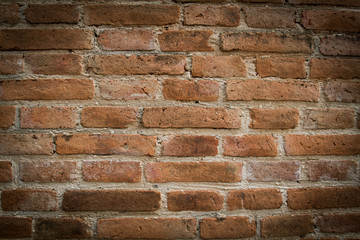 old Background of red brick wall texture,grunge background and blocks road sidewalk abandoned exterior urban background for your concept or project