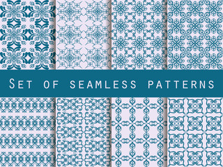 Set of seamless patterns. Geometric patterns. The pattern for wallpaper, tiles, fabrics and designs. Vector illustration.