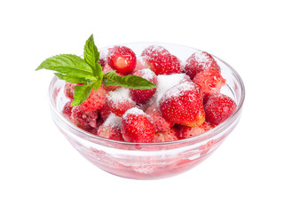 Strawberries with sugar and mint