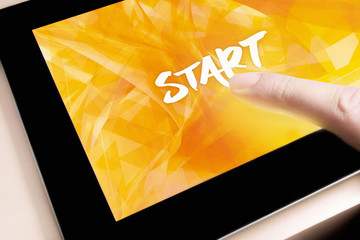 Start Handschrift orange gelb Tablet Computer Business