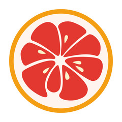 Red grapefruit stylish  icon. Juicy fruit logo