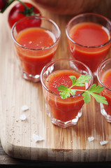 Bloody mary cocktail on the wooden table