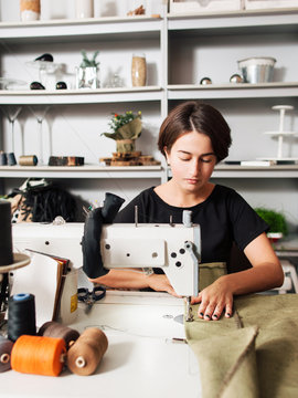 seamstress making clothes. Workplace of  tailor