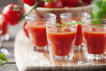 Bloody mary cocktail on the wooden table