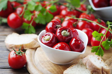 Italian hot stuffed pepper with capers and tuna