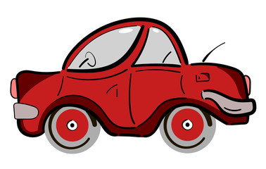 Red retro vintage flat car. Vector illustration