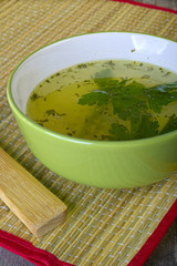 Green soup served chinese style