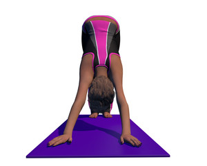 Female Yoga Stretch Pose With White Isolated Background
