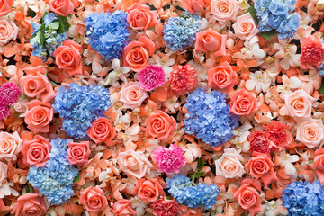 Fototapeta na wymiar Beautiful flowers background for wedding scene