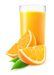 Orange juice and slices og orange isolated on white