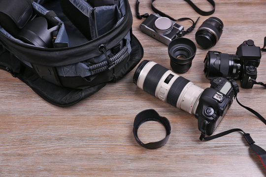 Photographer's Equipment On The Floor In A Room