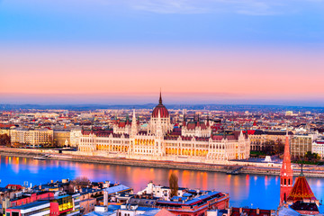 Naklejka na ściany i meble Budapest parliament at sunset, Hungary