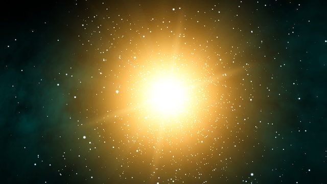 Galaxy Sunshine (60fps). Orbiting through stars around the massive bright center of a galaxy in far off in outer space.