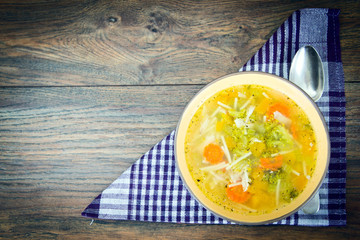 Chicken Soup with Broccoli, Carrots and Celery, Pumpkin and Nood