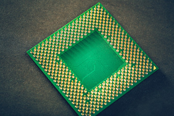 Computer processor on brown background