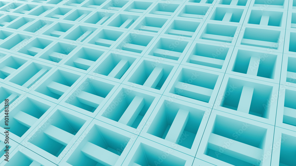 Poster abstract pattern based background made of randomly rotated cubes with inner structure
