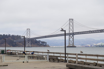 Fototapeta na wymiar Suspension Oakland Bay Bridge in San Francisco to Yerba Buena