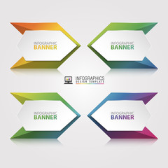 Origami vector banner. White banner wrapped with colored paper