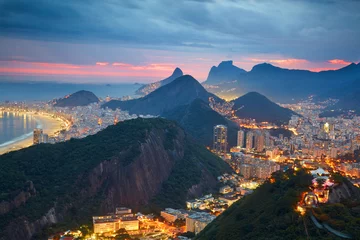 Papier Peint photo autocollant Brésil Vue nocturne de Rio de Janeiro, Brésil