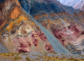 Color mountains in Aconcagua national park. Andes, Argentina