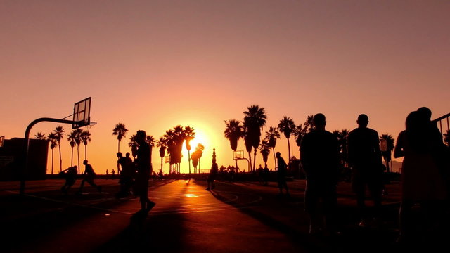 Sunset Beach 04 Basketball Silhouette Venice California