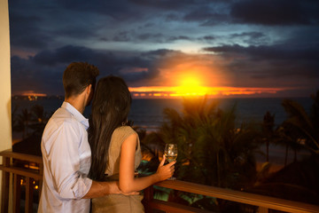 couple in love enjoying in sunset