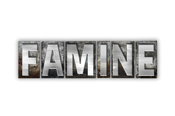 Famine Concept Isolated Metal Letterpress Type